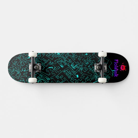 Blue Black Cyber Persoonlijk Skateboard (Horizontaal)