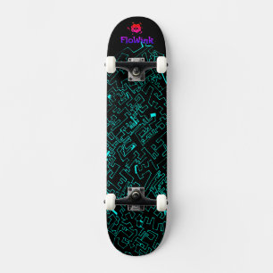 Blue Black Cyber Persoonlijk Skateboard