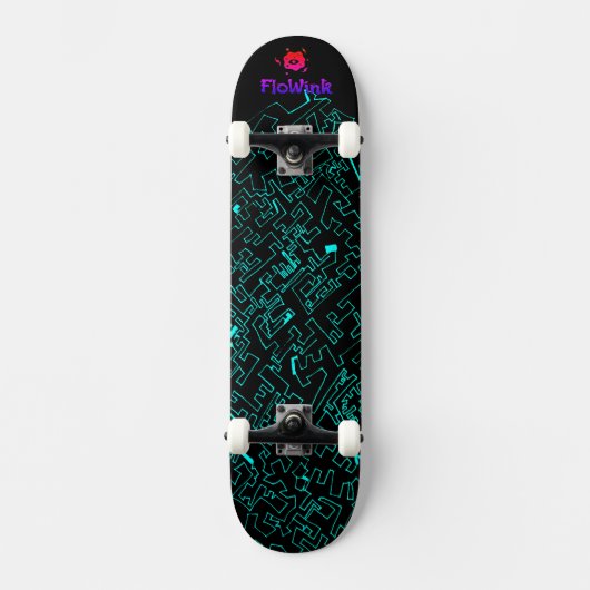 Blue Black Cyber Persoonlijk Skateboard (Voorkant)