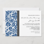 Blue Black Damask Bridal Lunch Invitation Kaart (Achterkant)