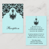 Blue, Black Damask Chandelier Enclosure Kaart (Voorkant / Achterkant)