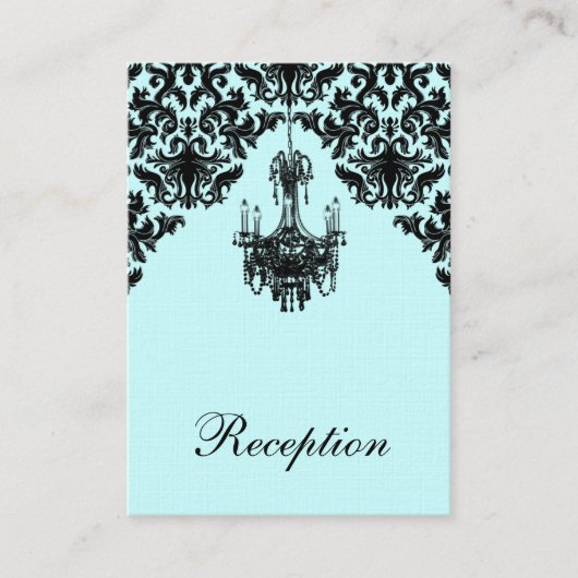 Blue, Black Damask Chandelier Enclosure Kaart (Voorkant)