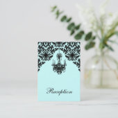 Blue, Black Damask Chandelier Enclosure Kaart (Staand voorkant)