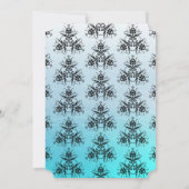 Blue Black Damask Classy Wedding-uitnodigingen Kaart (Achterkant)