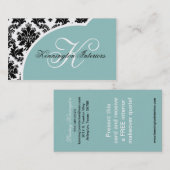 Blue Black Damask Visitekaartjes (Voorkant / Achterkant)