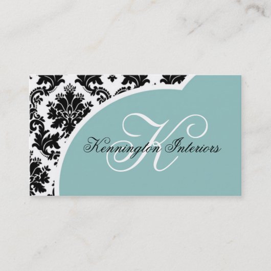 Blue Black Damask Visitekaartjes (Voorkant)