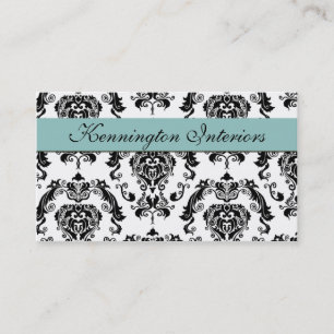 Blue Black Damask Visitekaartjes