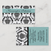 Blue Black Damask Visitekaartjes (Voorkant / Achterkant)
