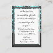 Blue Black Damask Wedding Receptie Kaarten (Achterkant)