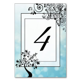 Blue Black Decorative Tree Table Number Card Kaart