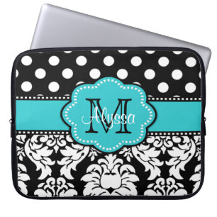 Blue Black Dot Damask Personal Computer Sleeve
