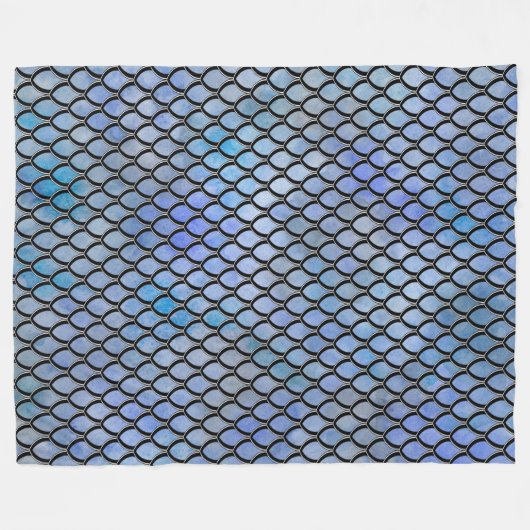 Blue Black Dragon Scale Blanket Fleece Deken (Voorkant (Horizontaal))