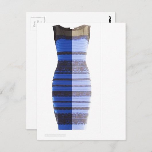 Blue Black Dress White en Gold Split Photo Pic Briefkaart (Voorkant / Achterkant)