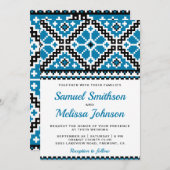 Blue Black Embroidery Ukraine Wedding Kaart (Voorkant / Achterkant)