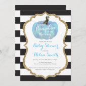 Blue Black en Gold Pumpkin Boy Baby shower Kaart (Voorkant / Achterkant)