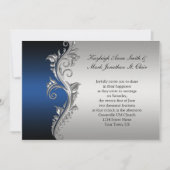  Blue Black en Silver Wedding Invitation Kaart (Voorkant)
