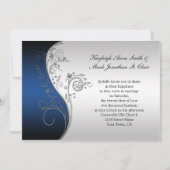 Blue Black en Silver Wedding Invitation Kaart (Voorkant)