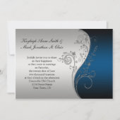  Blue Black en Silver Wedding Invitation Kaart (Voorkant)