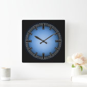 Blue Black Fade Numberless Wall Clock Vierkante Klok (Huis)