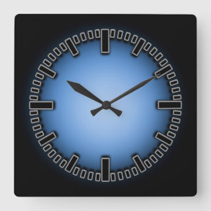 Blue Black Fade Numberless Wall Clock Vierkante Klok