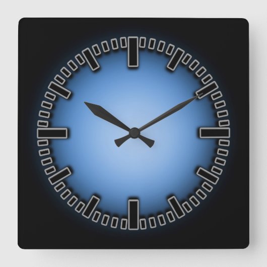 Blue Black Fade Numberless Wall Clock Vierkante Klok (Voorkant)