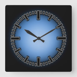 Blue Black Fade Numberless Wall Clock Vierkante Klok