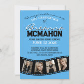 Blue & Black Filmstrip Afstuderen Aankondiging (Voorkant)