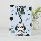 Blue & Black Fish Botten Puppy Hondenverjaardagsfe Kaart (Staand voorkant)