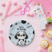 Blue & Black Fish Botten Puppy Hondenverjaardagsfe Papieren Bordje (Feest)