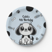 Blue & Black Fish Botten Puppy Hondenverjaardagsfe Papieren Bordje (Voorkant)
