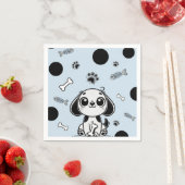 Blue & Black Fish Botten Puppy Hondenverjaardagsfe Servet (Insitu)