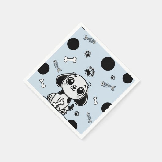 Blue & Black Fish Botten Puppy Hondenverjaardagsfe Servet (Hoek)