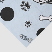 Blue & Black Fish Botten Puppy Hondenverjaardagsfe Tissuepapier (Detail)
