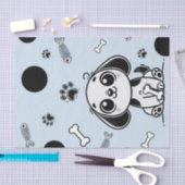 Blue & Black Fish Botten Puppy Hondenverjaardagsfe Tissuepapier (Craft)