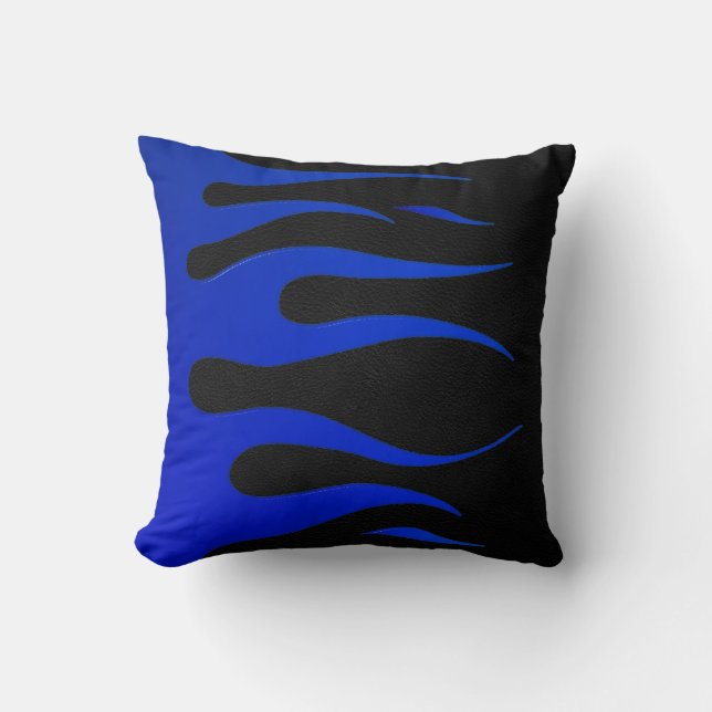 Blue & Black Flame American MoJo Pillow Kussen (Voorkant)