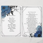 Blue Black Floral Geometric Funeral Programme Flyer (Achterkant)