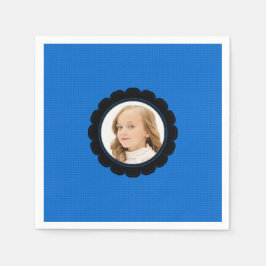 Blue Black Flower Vervang Afbeelding Servet