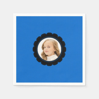 Blue Black Flower Vervang Afbeelding Servet