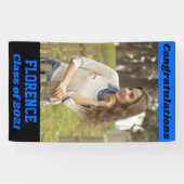 Blue Black Gefeliciteerd Afstuderen Spandoek (Horizontaal)