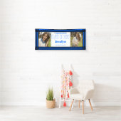 Blue Black Geometric Two Photos Afstuderen Spandoek (Insitu)