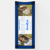 Blue Black Geometric Two Photos Afstuderen Spandoek (Verticaal)