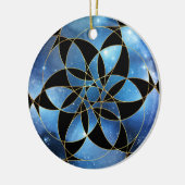 Blue Black Gold Sacred Geometry Keramisch Ornament (Links)