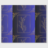 Blue&Black Gradient Golden Lijst Patterned Cadeaupapier (Vlak)