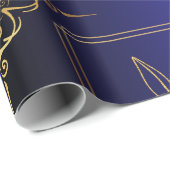 Blue&Black Gradient Golden Lijst Patterned Cadeaupapier (Rol Hoek)