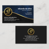 Blue Black Grunge Gold Wave Electrice Visitekaartje (Voorkant / Achterkant)