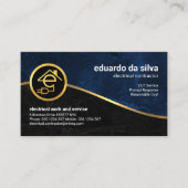 Blue Black Grunge Gold Wave Electrice Visitekaartje (Voorkant)