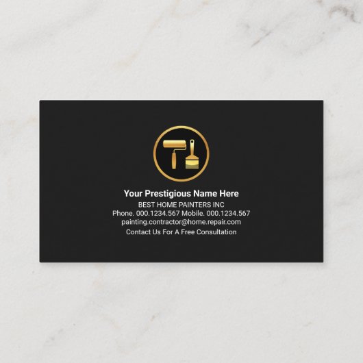 Blue Black Grunge Gold Wave Painter Visitekaartje (Achterkant)