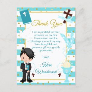 Blue Black Hair Boy First Community Dank je Briefkaart