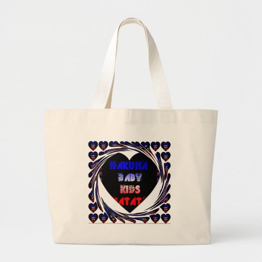Blue Black Hakuna Matata Baby Kinder Design.png Grote Tote Bag (Voorkant)