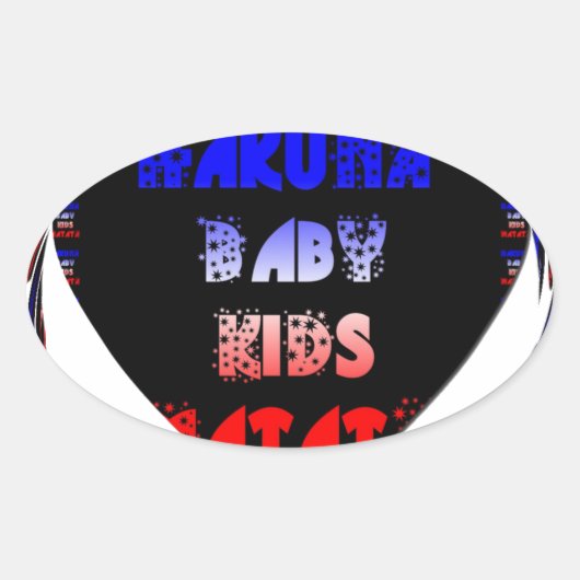 Blue Black Hakuna Matata Baby Kinder Design.png Ovale Sticker (Voorkant)